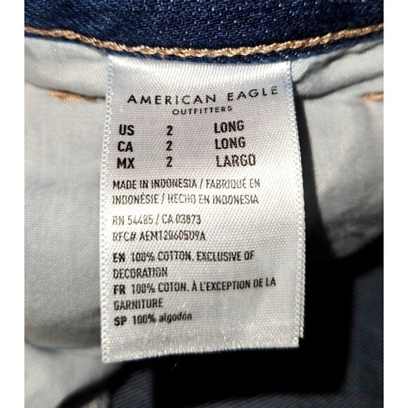 American Eagle AE Jeans Sz 2 Long Tall High Rise Straight Raw Hem Distressed NEW - Picture 10 of 13